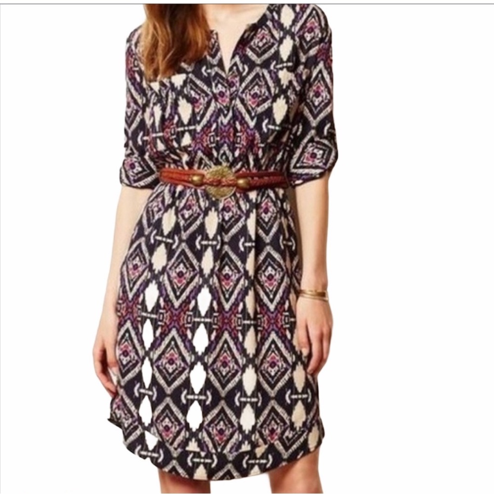 Anthropologie Holding Horses Mira Boho Shirt Dress Western Aztec